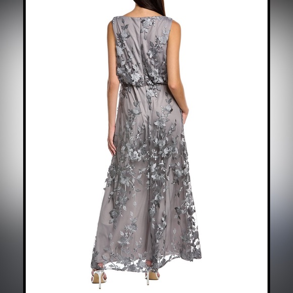 JS Collection Pewter floral embroidered gown. Size 4 - Picture 2 of 6